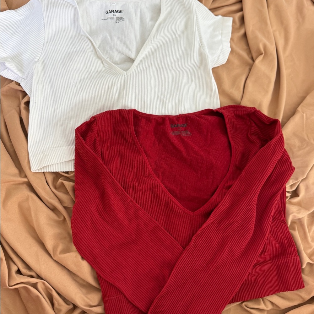 Garage Vibrant Red and Classic White Tops